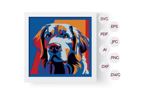 3D Colorful Dog Shadow Box SVG