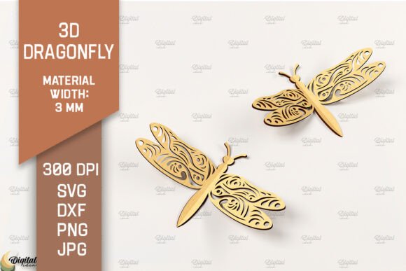 3D Dragonfly Laser Cut. Dragonfly SVG in Laser Cutting and Other Home Decor