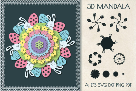 3D Mandala Easter for a Rabbit Graphics and Crafts