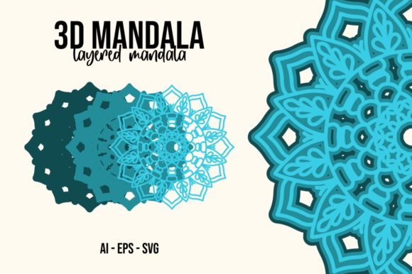 3D Mandala Flower Paper Cut: 3D SVG Shapes for Brands
