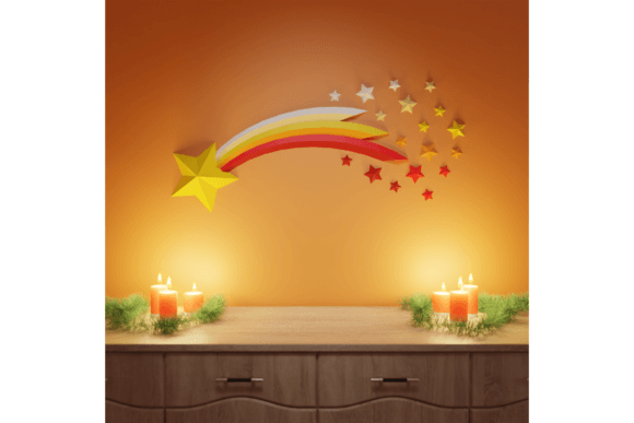 3D Papercraft Shooting Star: 3D SVG for Christmas Crafts