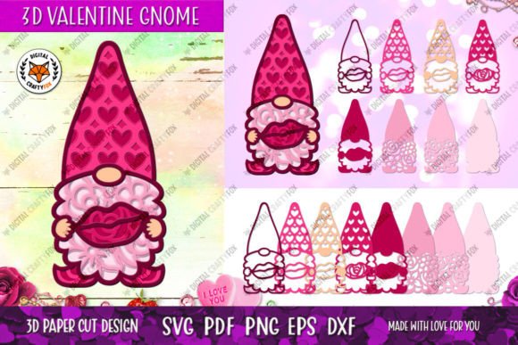 3D Valentine Gnome with Lips Papercut: A 3D SVG Shapes Review