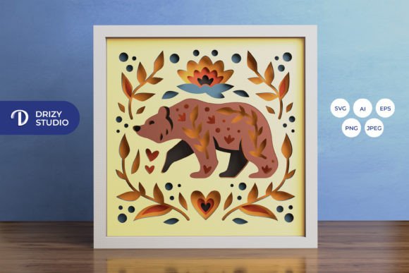 Bear Folk Art 3D Shadow Box SVG: A Publisher’s Review