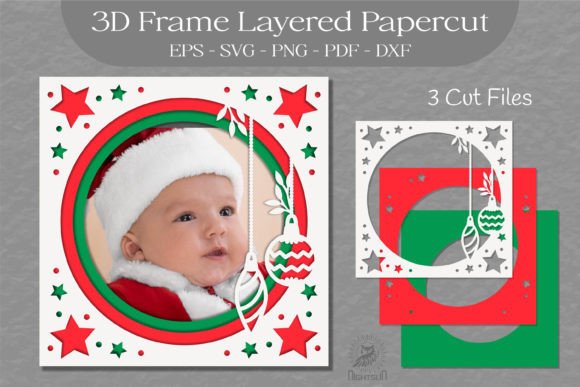 Christmas 3D Frame Layered SVG 6
