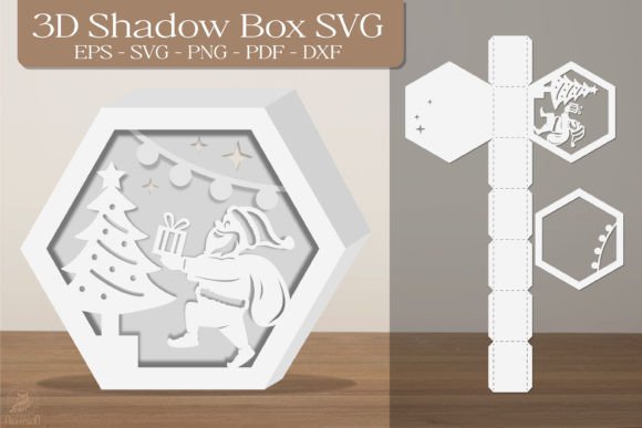 Christmas Santa Claus 3D Shadow Box SVG