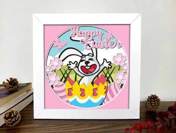 Happy Easter 3D Shadow Box Svg