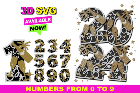 Happy New Year Numbers 3D SVG Shapes Review
