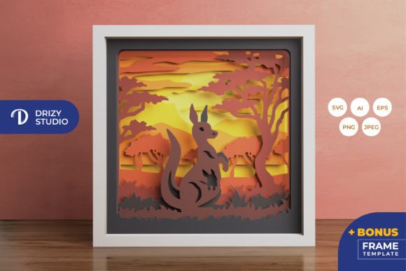Kangaroo in the Savanna 3D Shadow Box: A Seller’s Review of This 3D SVG