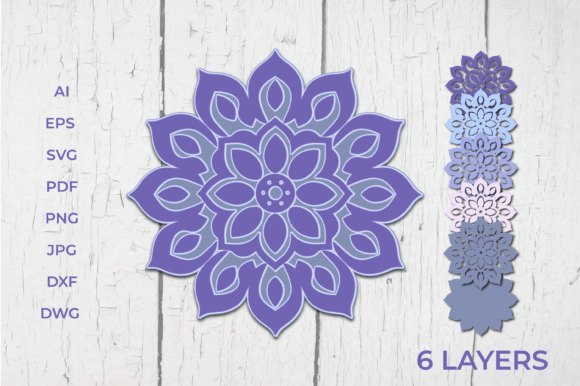 Layered Mandala SVG File, 3d Mandala SVG for Graphics & Crafts