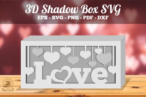 Love 3D Shadow Box Template SVG