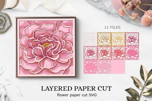 Paper Peonies Template Svg 3D Paper