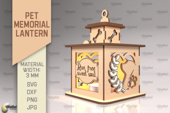 Pet Memorial Lantern SVG. 3D Lamps Laser