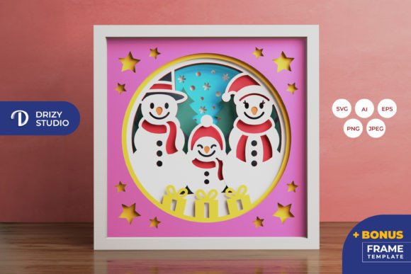 Snowman Family 3D Shadow Box Paper Cut Review