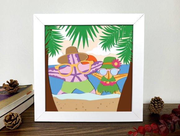 Summer Beach 3D Shadow Box Svg
