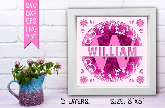 “W” 3D Flower Split Monogram Shadow Box: A 3D SVG Review for Shadow Boxes