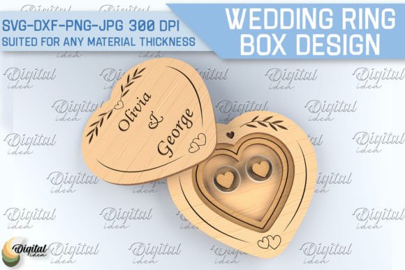 Wedding Ring Box SVG. 3D Ring Box Laser